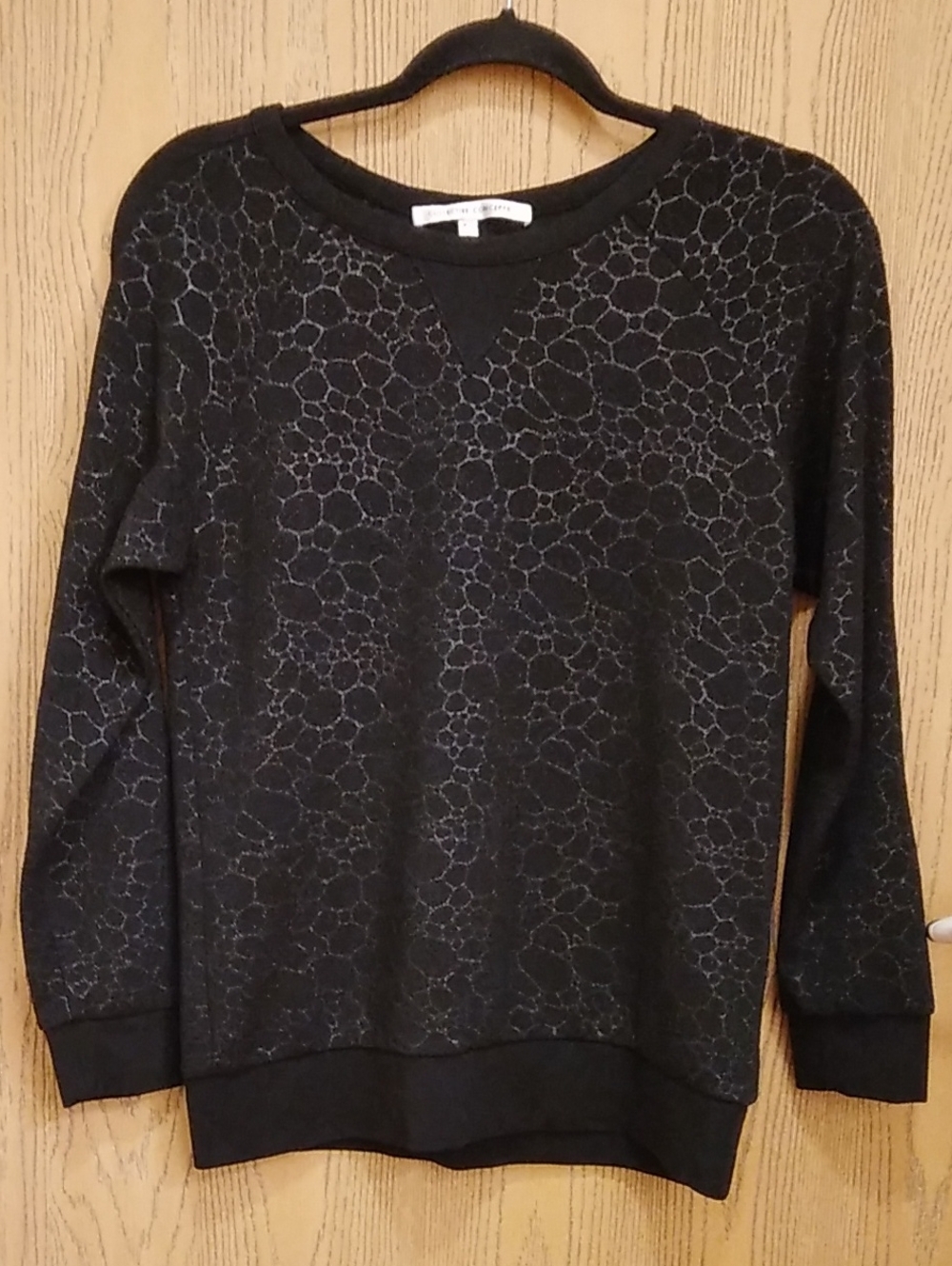 Collective Concepts Black and Glitter Gold Long Sleeve Crewneck Top